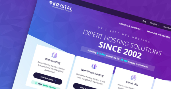 Krystal website refresh for 2021 with new Enterprise hosting consultancy
